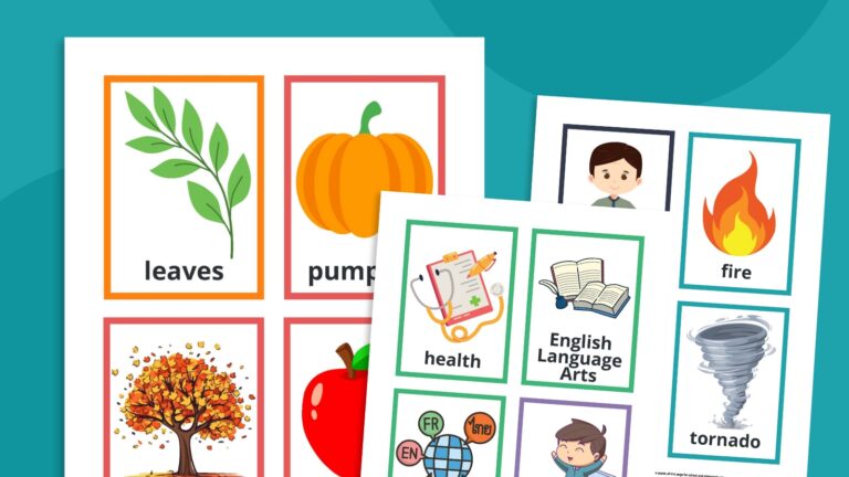 ESL Vocabulary Word Printables