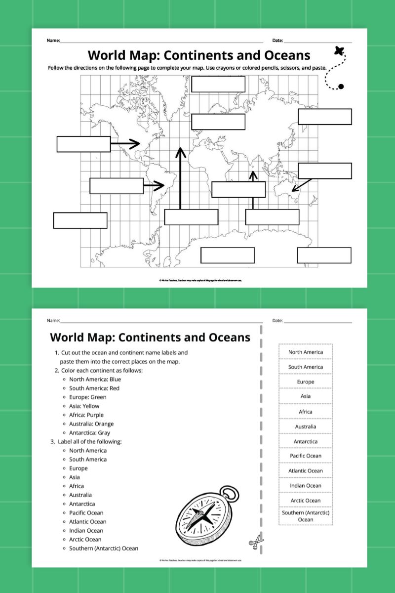 General Continents and Oceans Maps