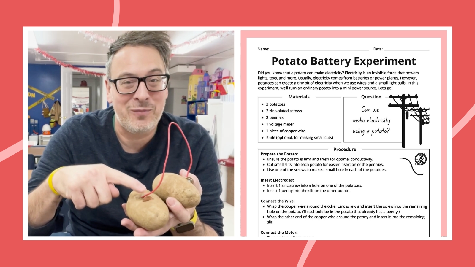 Potato Battery Experiment: How-To Plus Free Worksheet