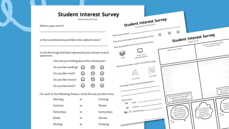 Feature image of an elementary, middle, and high school student interest survey