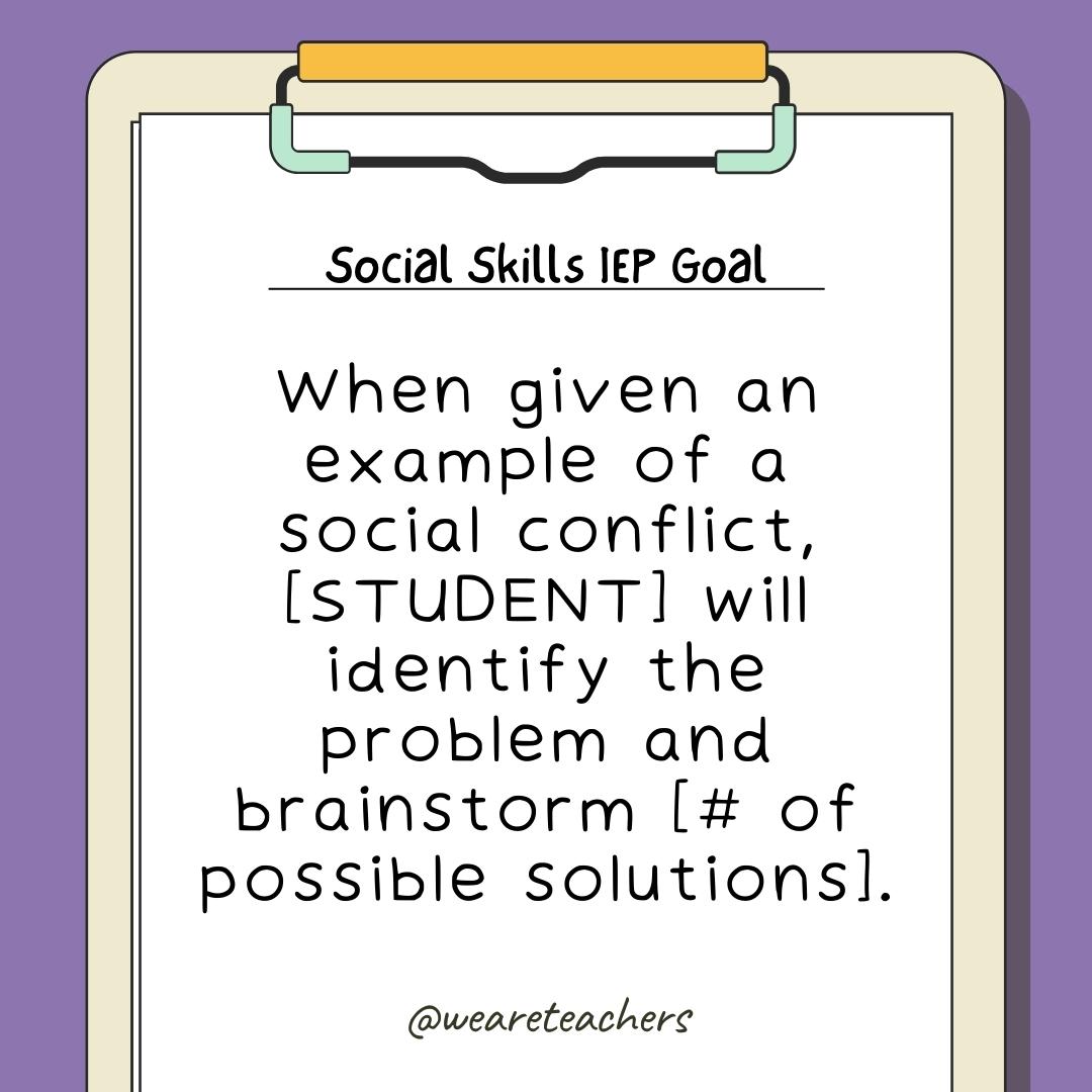 problem solving social skills iep goals