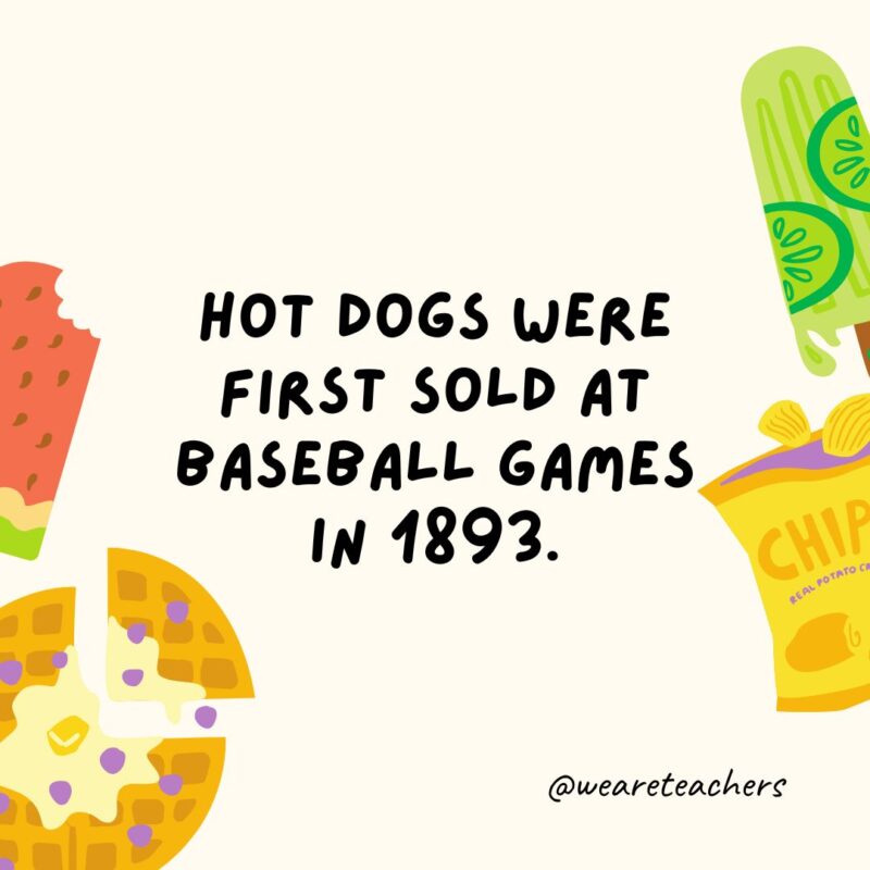 Hot dogs were first sold at baseball games in 1893.