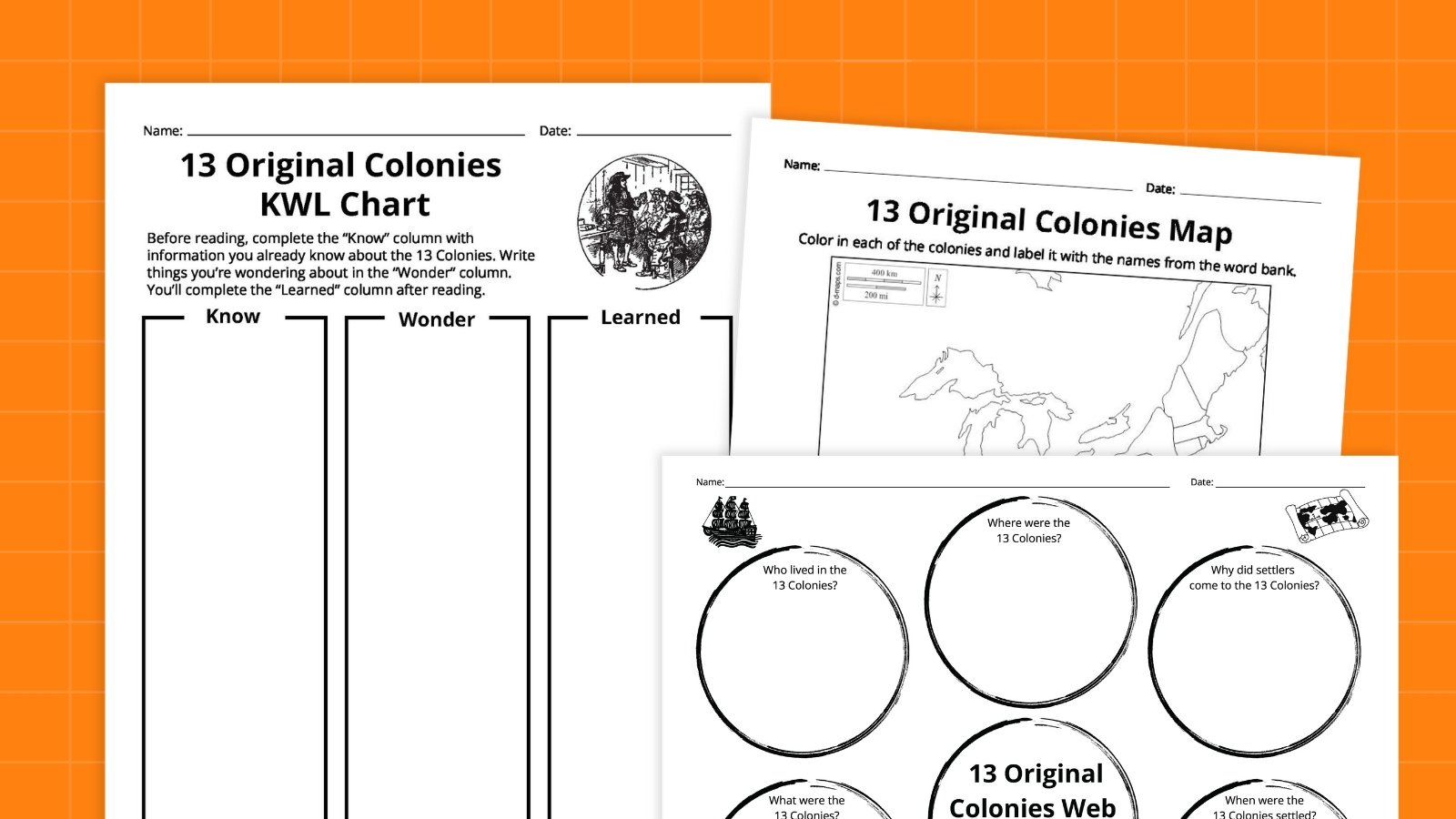 13 Original Colonies Map Bundle (Free Printables)