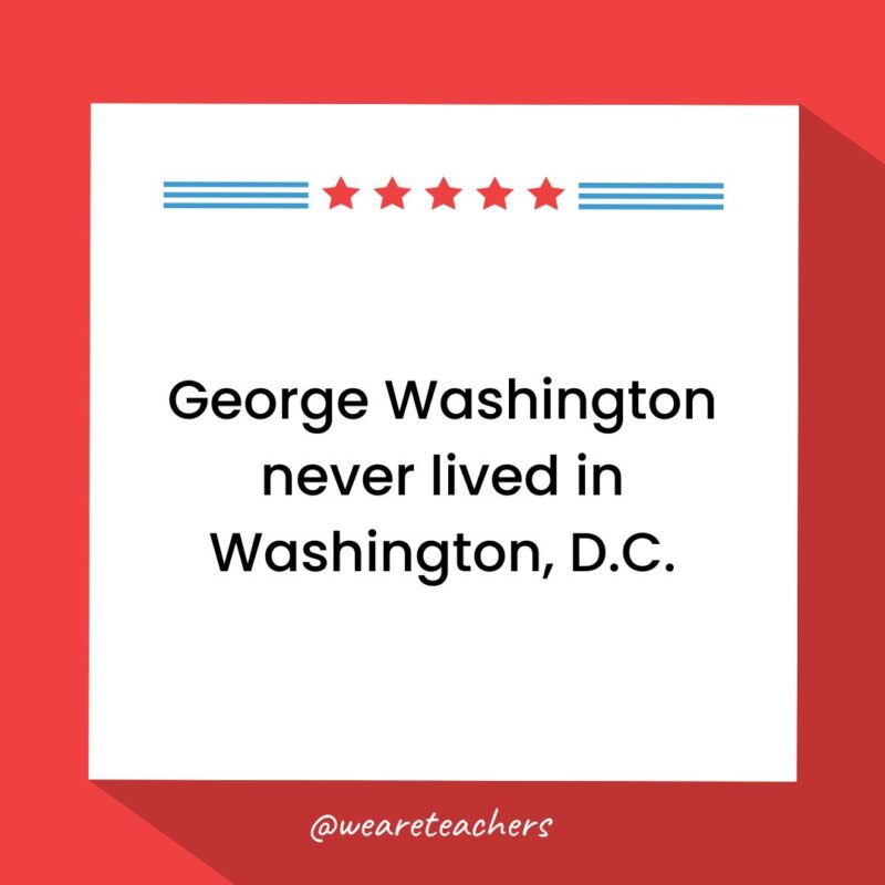 George Washington never lived in Washington, D.C.