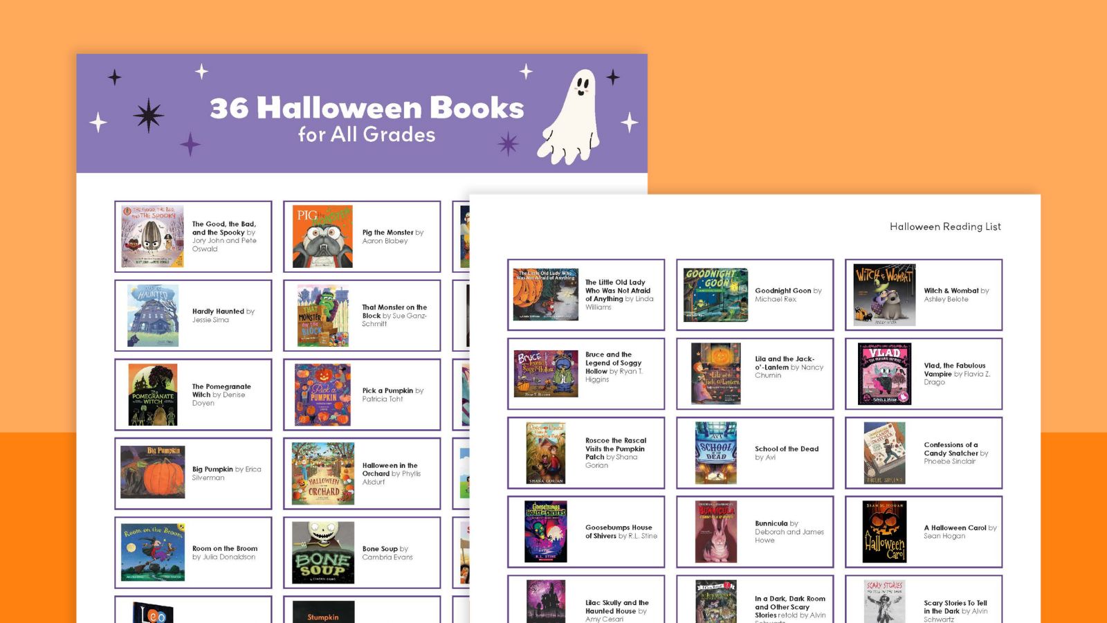 Get a free printable list of Halloween books 