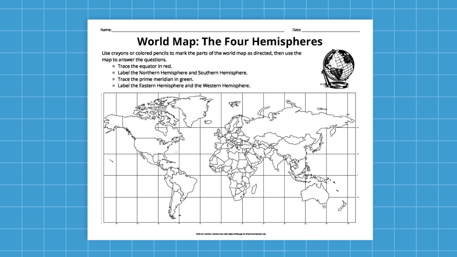 Simple Mercator Projection Printable World Map