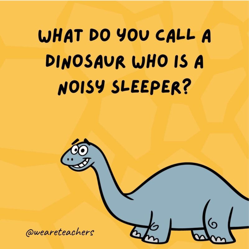 What do you call a dinosaur who is a noisy sleeper?- dinosaur jokes for kids