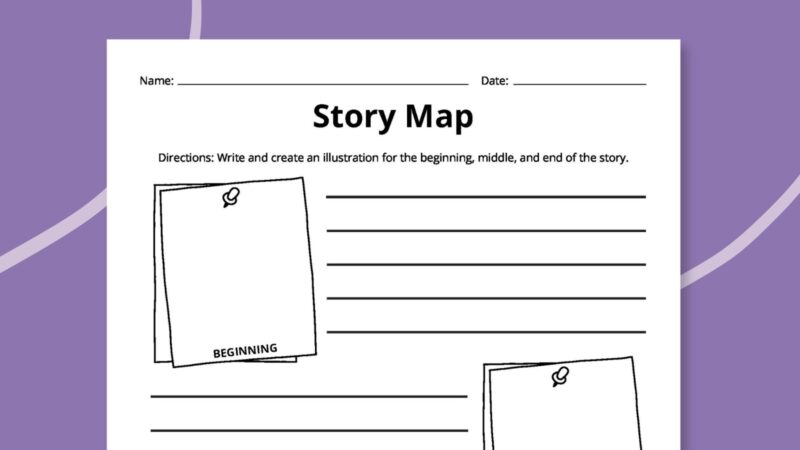 Printable story map template worksheet.