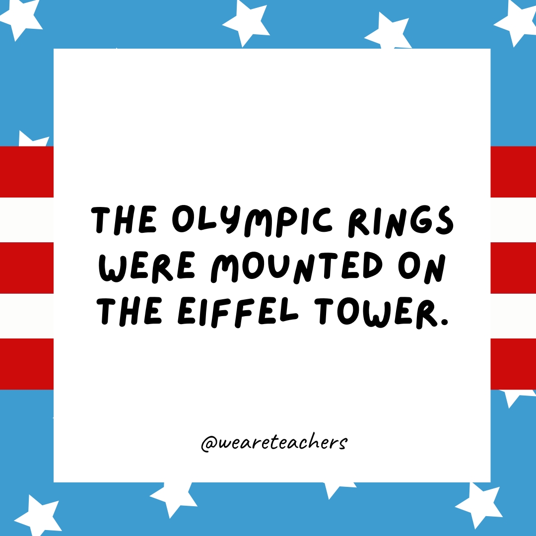 The Olympic Rings were mounted on the Eiffel Tower.