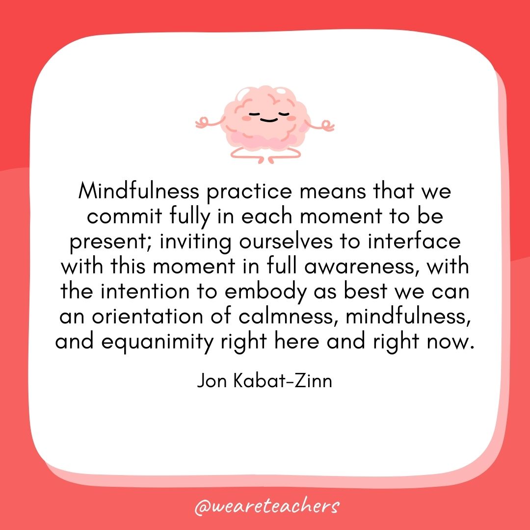 Mindfulness practice means that we commit fully in each moment to be present; inviting ourselves to interface with this moment in full awareness, with the intention to embody as best we can an orientation of calmness, mindfulness, and equanimity right here and right now. 