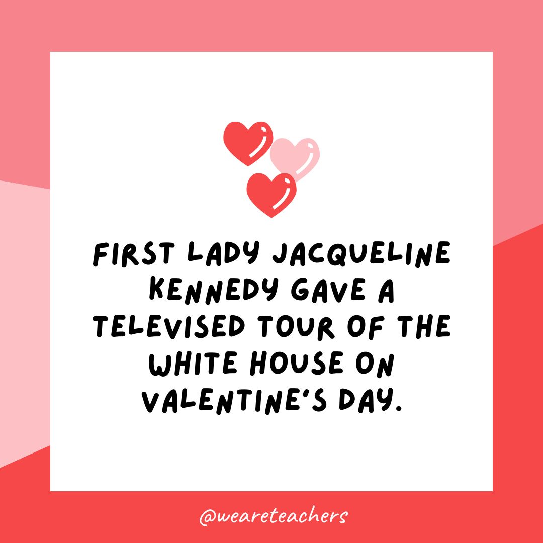 First lady Jacqueline Kennedy gave a televised tour of the White House on Valentine's Day.