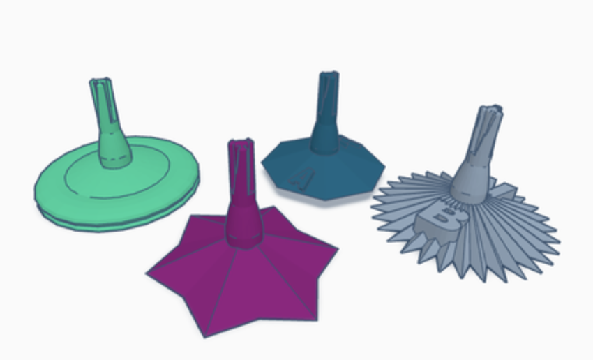 Spinning top designs as an example of 3D printing ideas