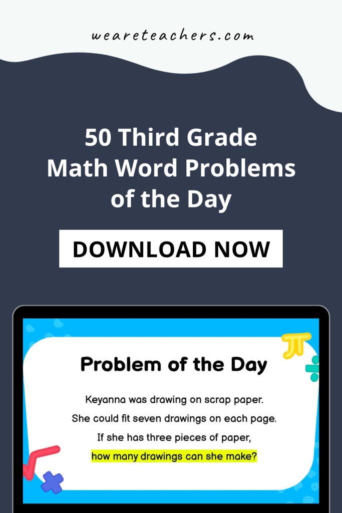 Looking for daily third grade math word problems? Look no further! Share these with your students to practice all their math concepts.