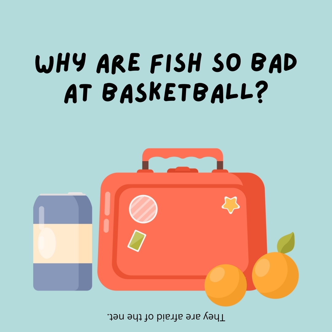 Why are fish so bad at basketball?

They are afraid of the net.- lunch box jokes