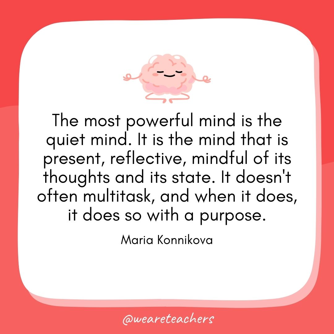 The most powerful mind is the quiet mind. It is the mind that is present, reflective, mindful of its thoughts and its state. It doesn't often multitask, and when it does, it does so with a purpose.