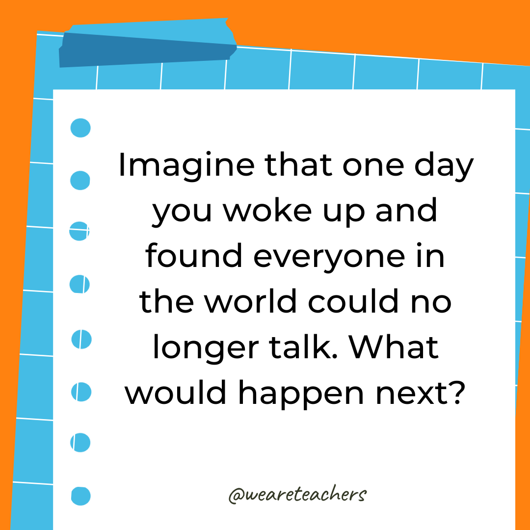 Imagine that one day you woke up and found everyone in the world could no longer talk. What would happen next?- 4th grade writing prompts