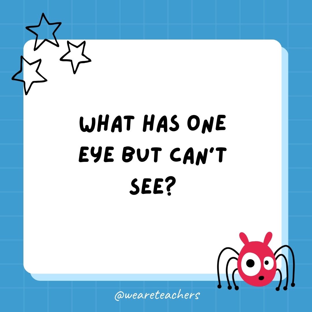 What has one eye but can’t see? 
