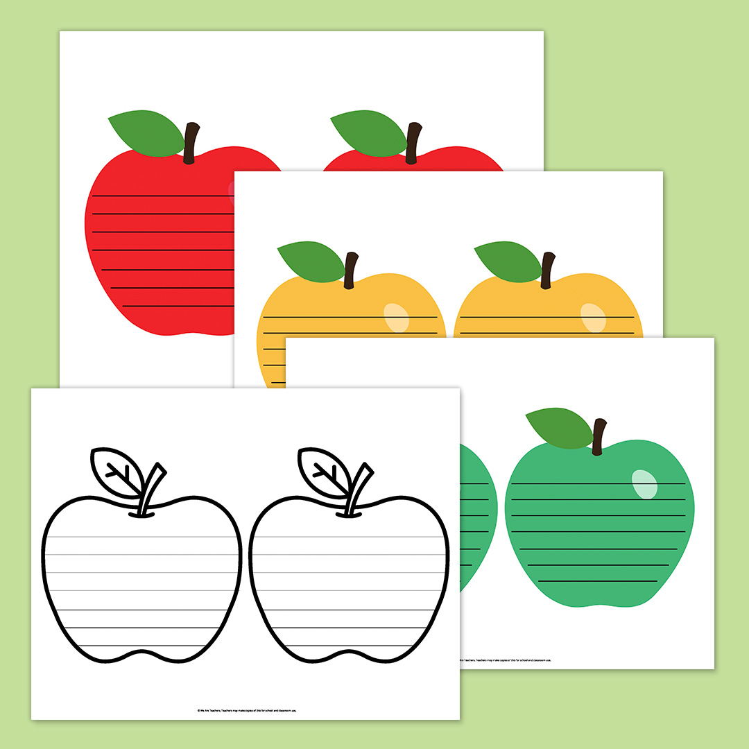 Medium Apple Template With Lines for Writing