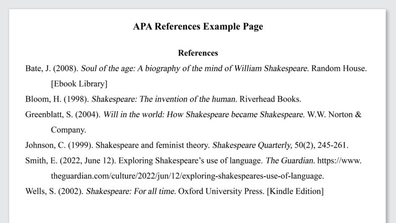 APA references example page.