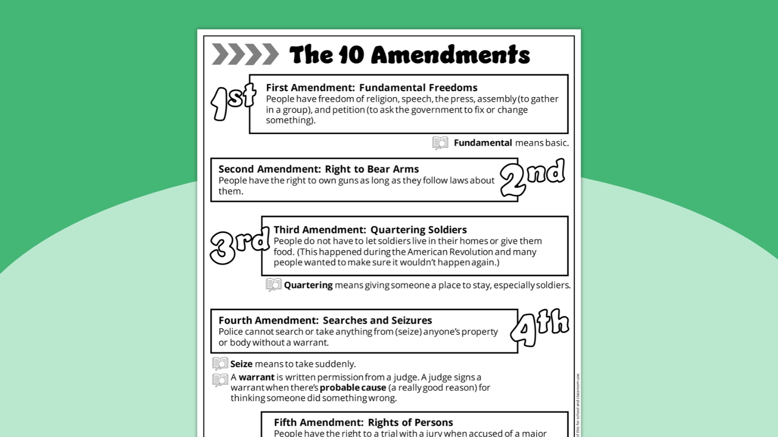 Free Bill Of Rights Worksheet Bundle