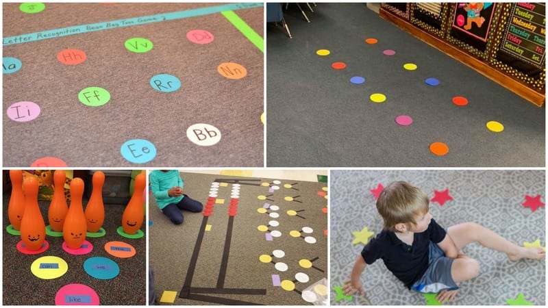 Carpet Spots Sit, 48 Pieces Velcro Dots for Classroom, Paw Prints Floor  Cushions Markers for Classroom Preschool Kindergarten Elementary Teachers