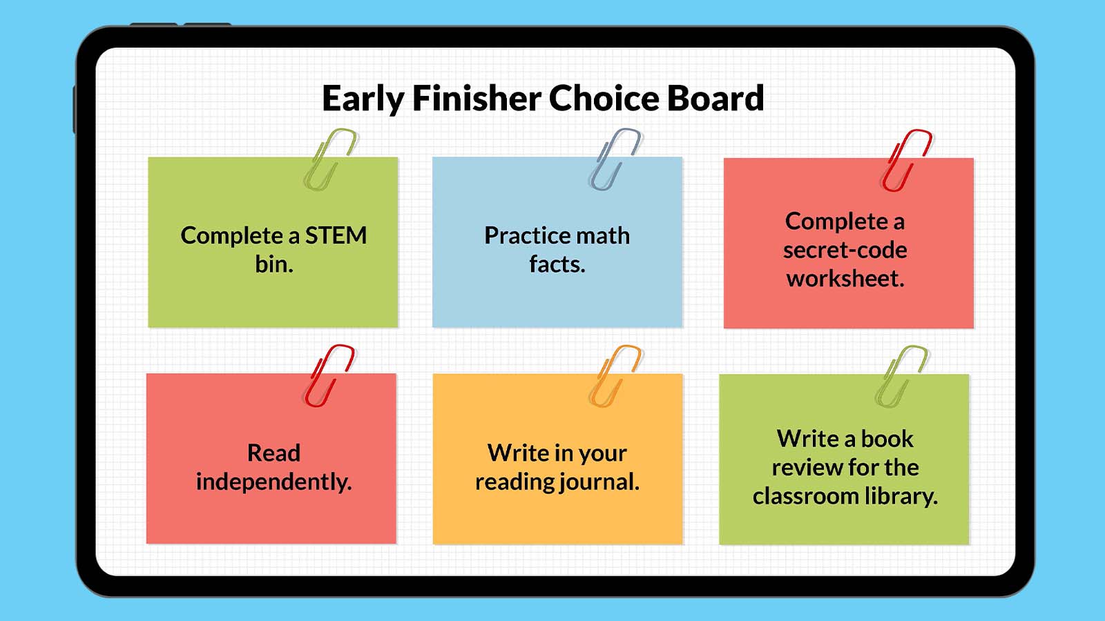 Early Finisher Choice Board