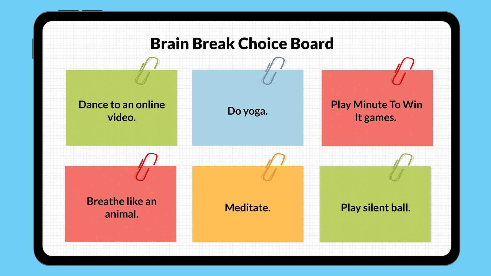 Brain Break Choice Board