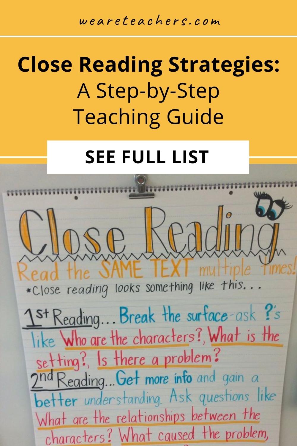 Close Reading Strategies: A Step-by-Step Teaching Guide