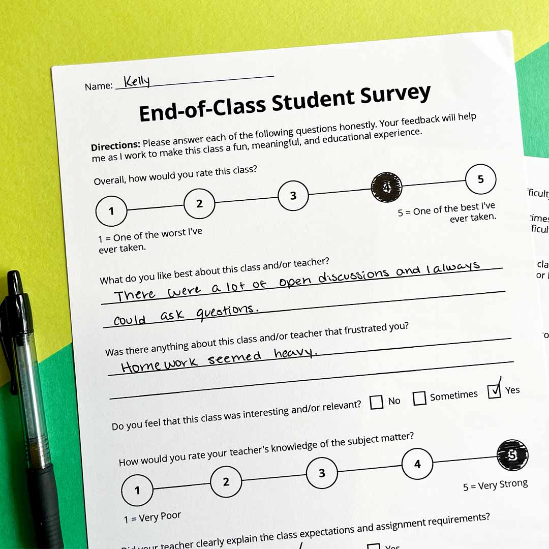 Student Perception Survey (Free Printable)