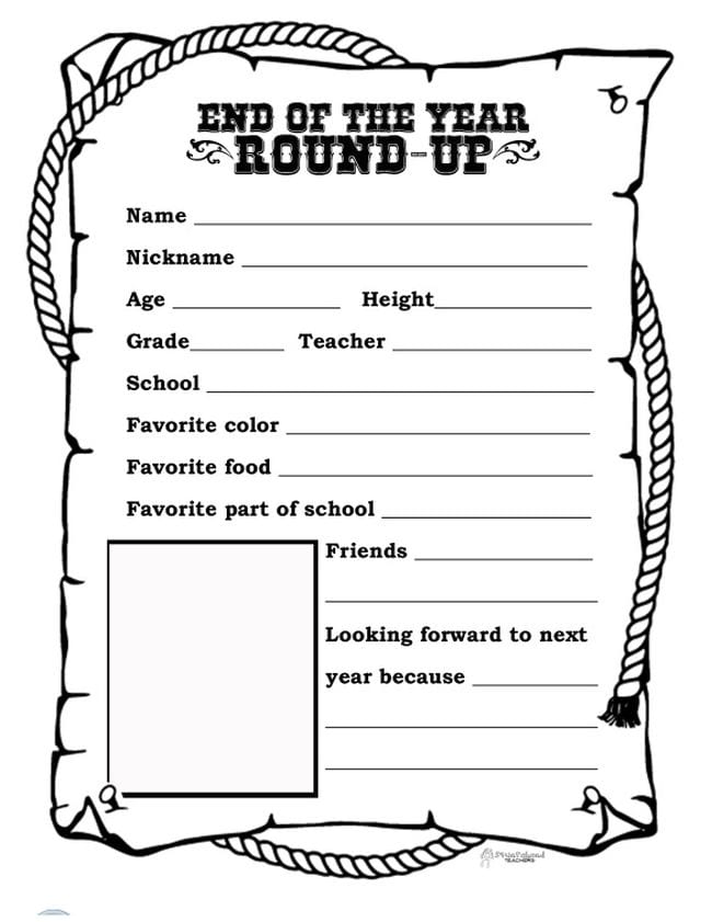 An end of year roundup worksheet for students to record memories