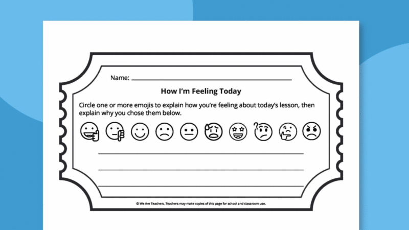How I'm Feeling exit ticket for the classroom