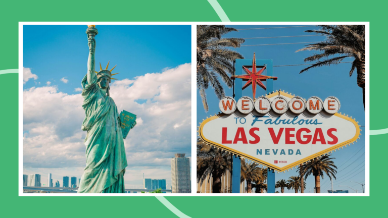 Statue of Liberty and Las Vegas Sign