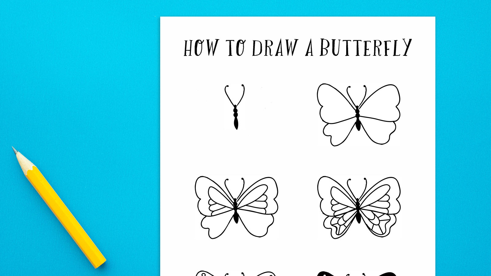 How To Draw a Butterfly (Free Printable + Video)