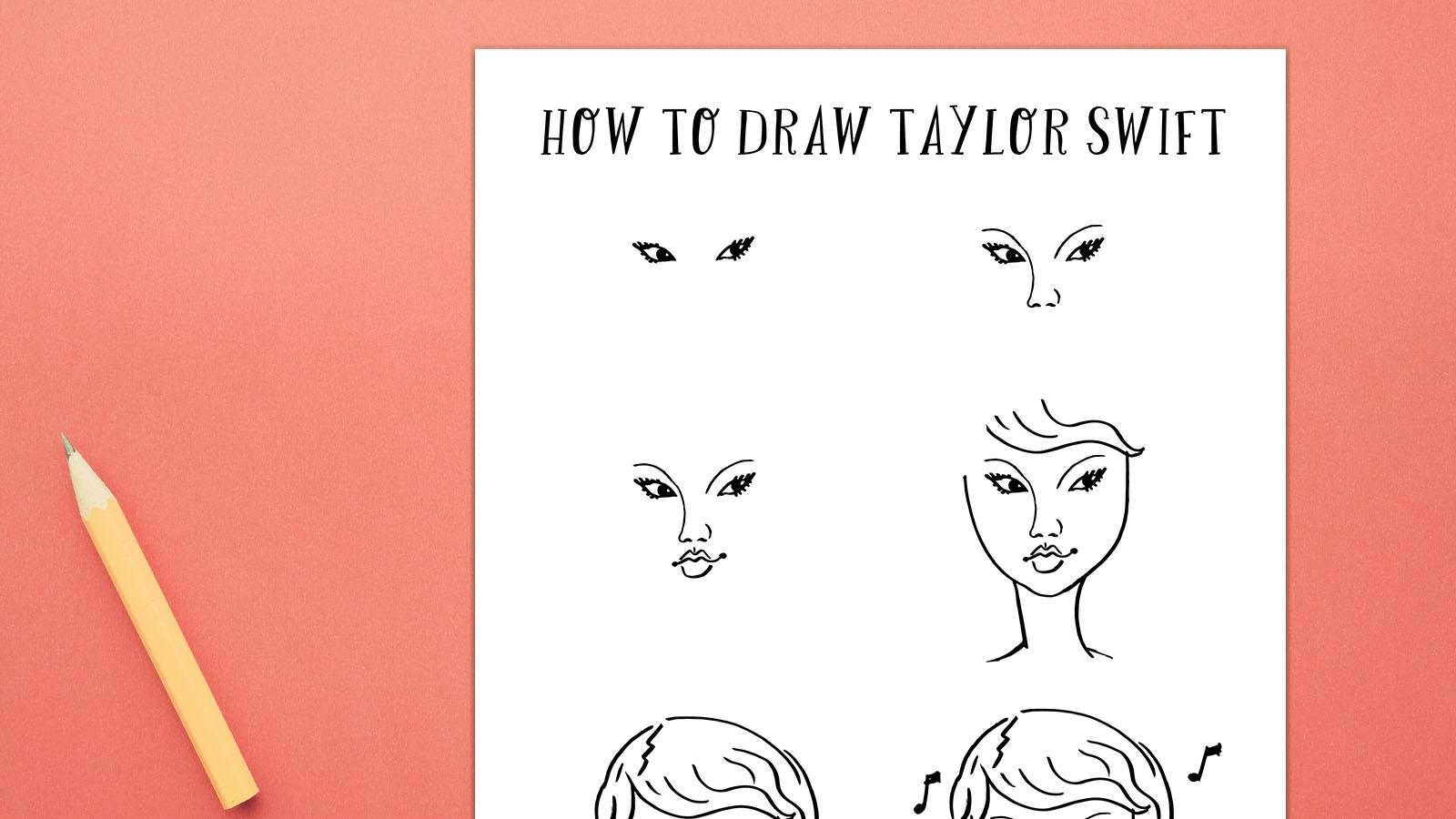 How To Draw Taylor Swift (Free Printable + Video)