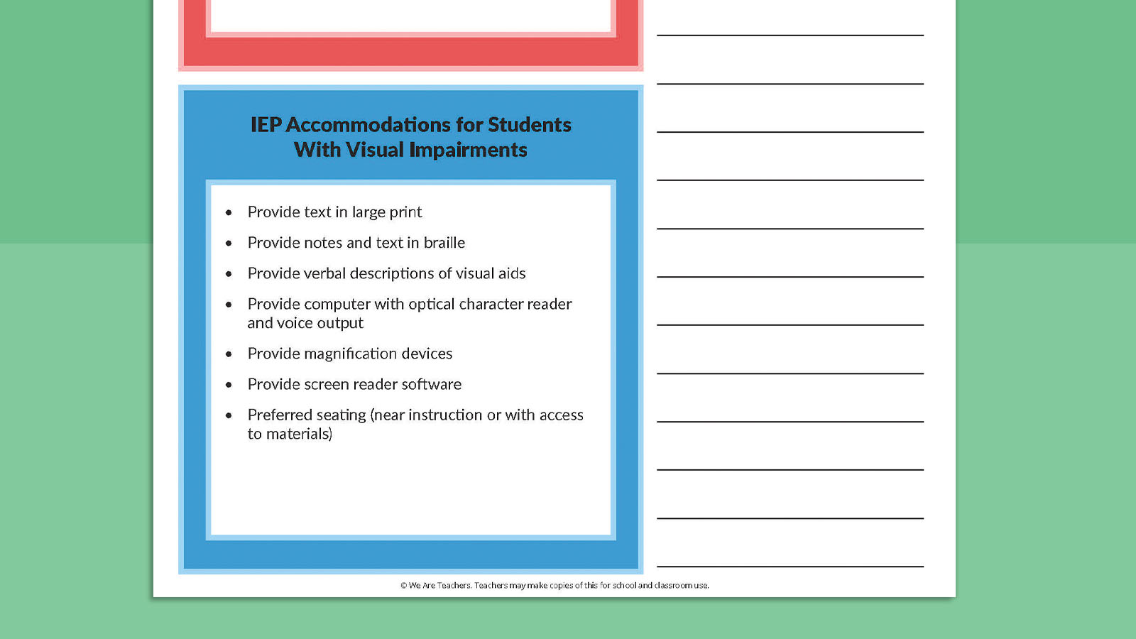IEP Accomodations for Students 9