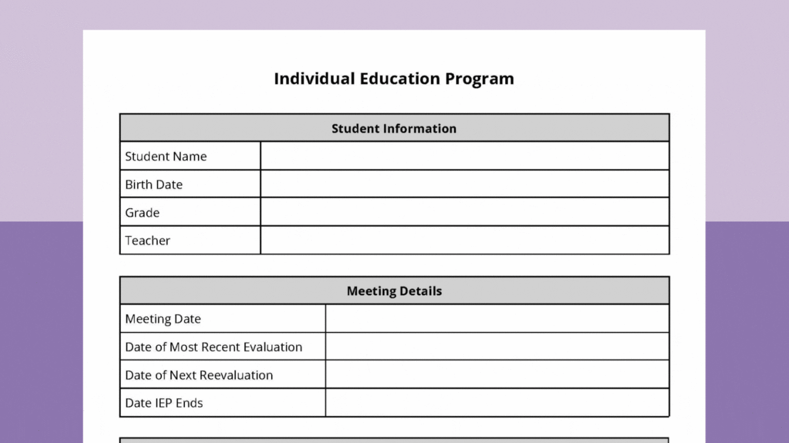 Free IEP Template (Totally Editable and Printable) - Faberk