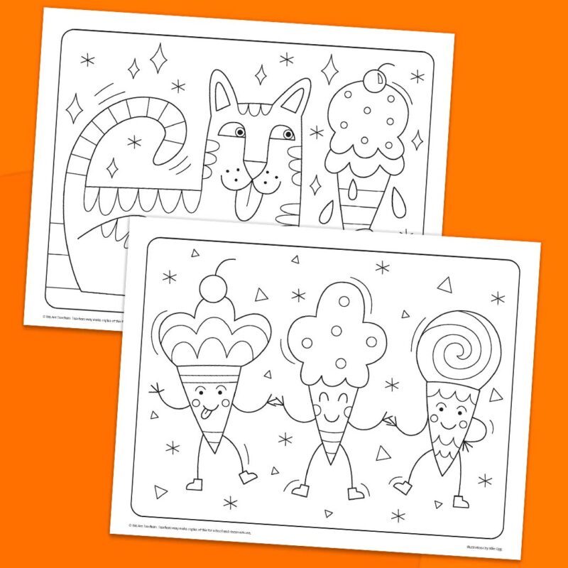 Dancing ice cream coloring page