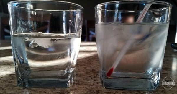 Two clear glasses are shown