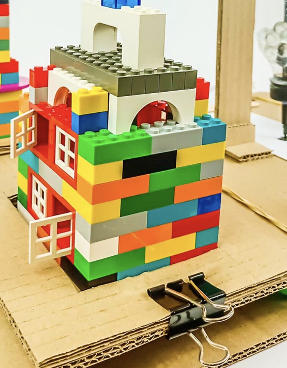 lego house on a cardboard seismograph 8th grade science fair project 