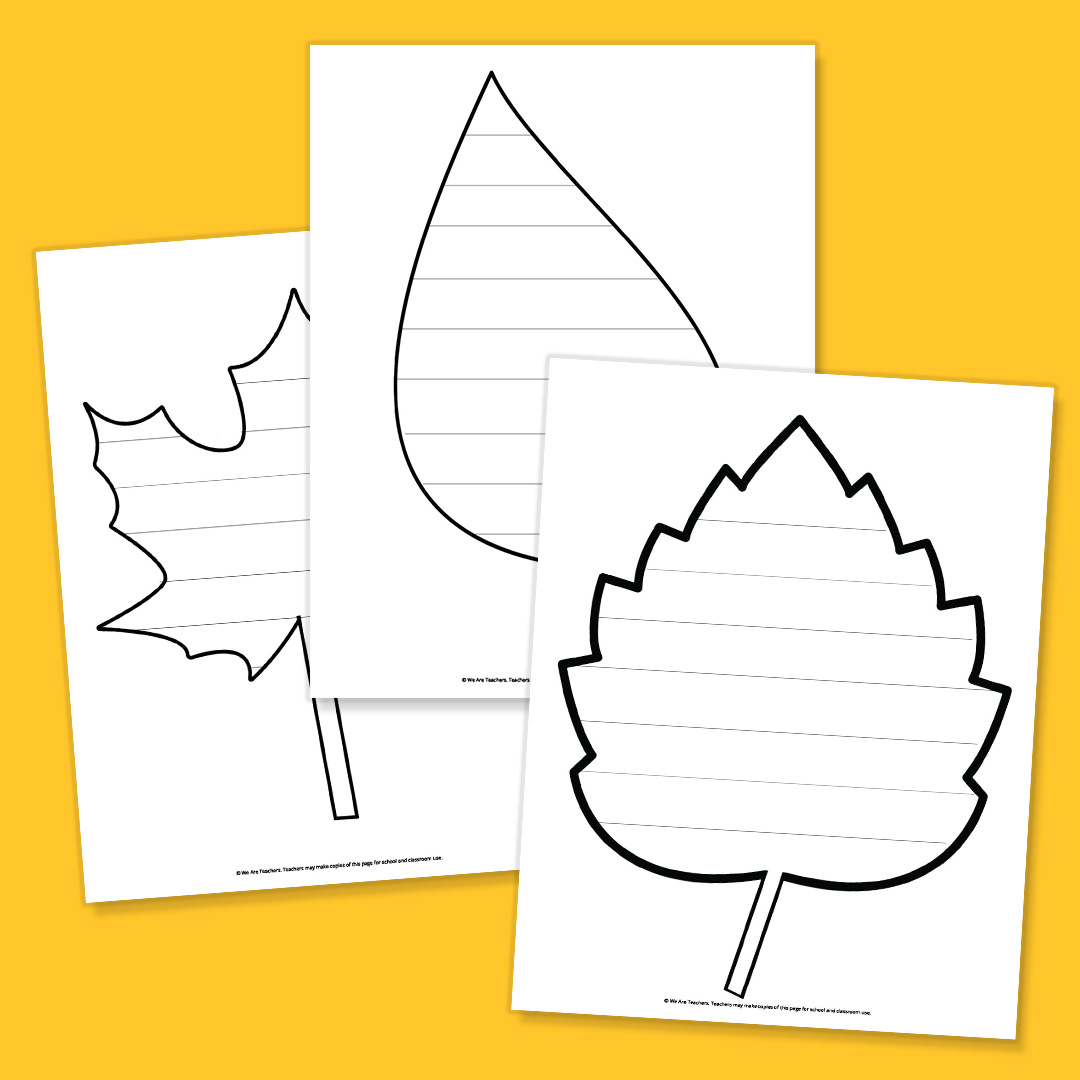 Large Leaf Template With Lines for Writing