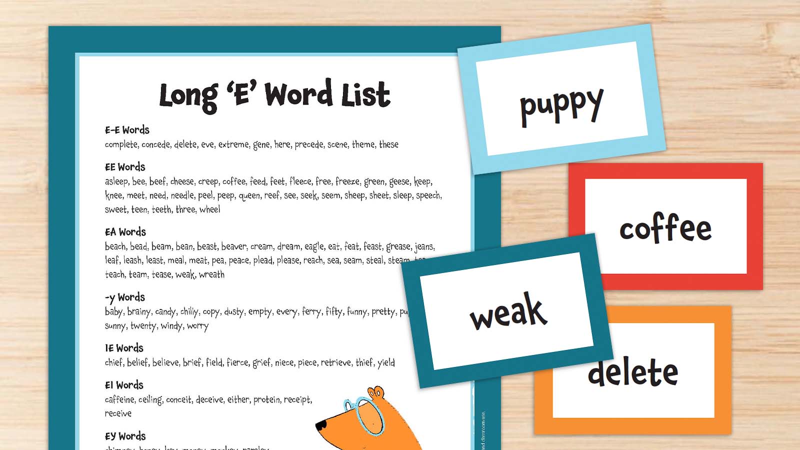 Long 'E' Words (List, Teaching Ideas, and Free Printables) - Saperap.com