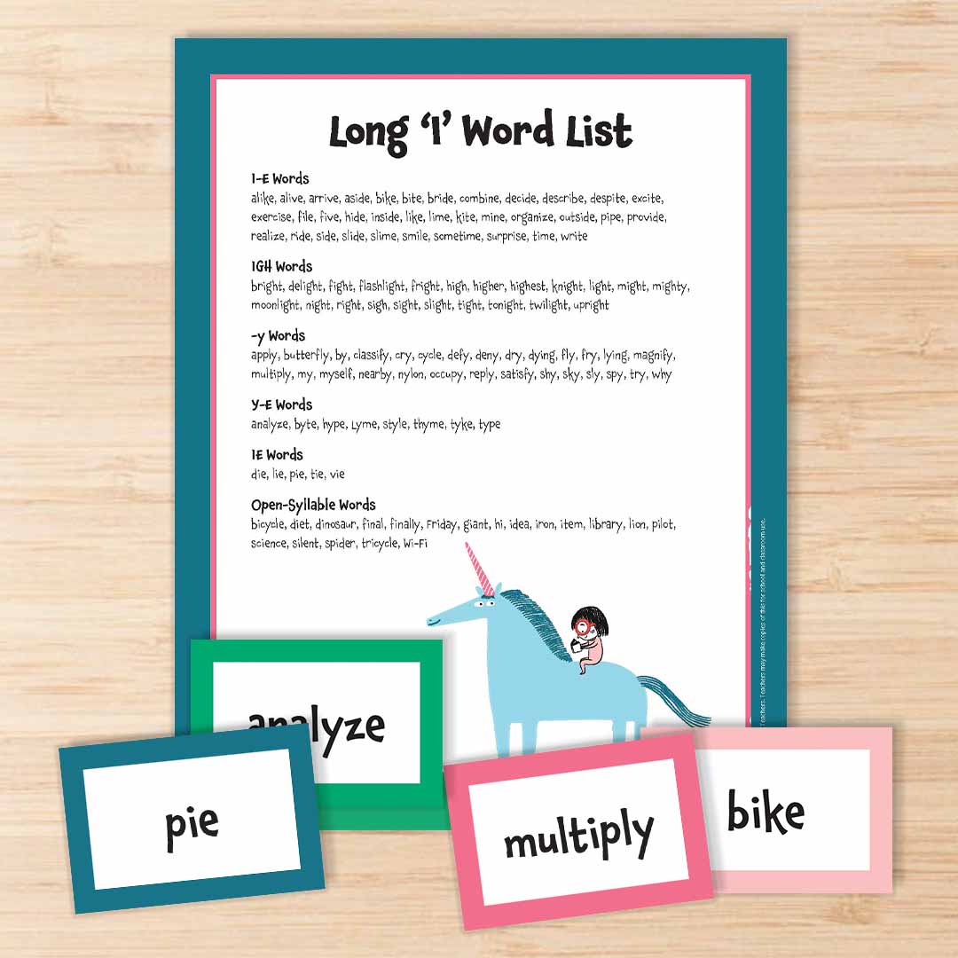 Grab your free printable long 'i' word list and cards!