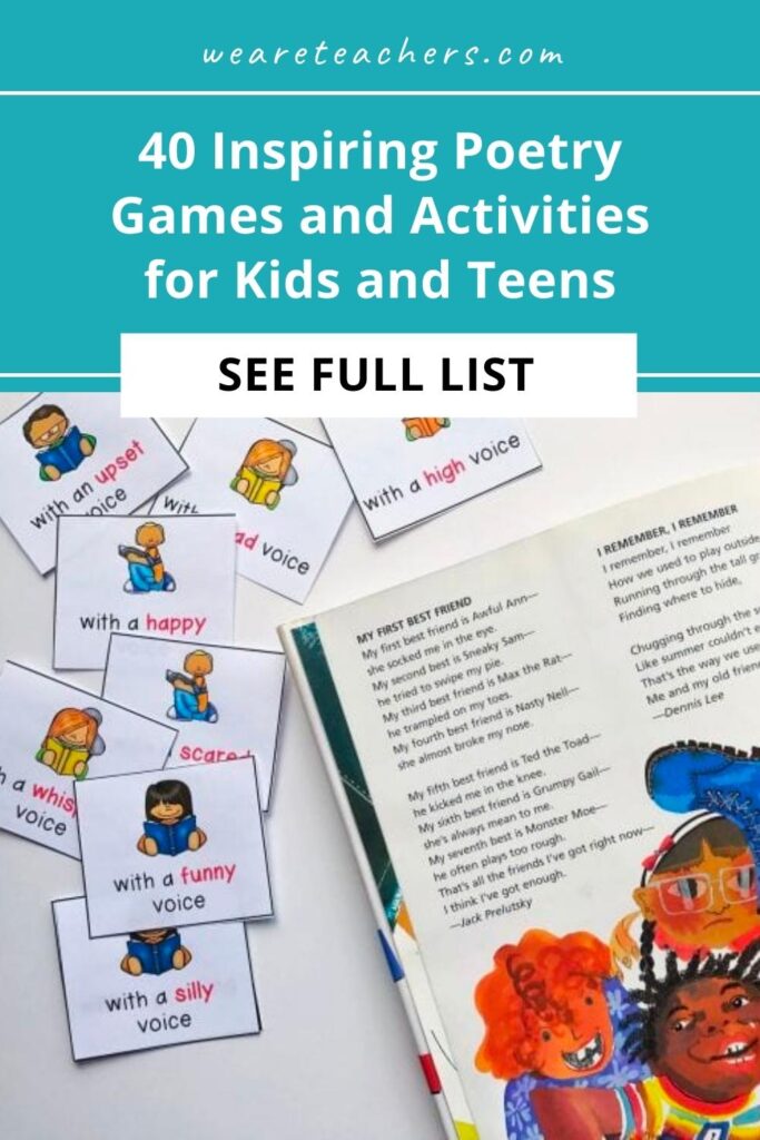 Having trouble getting your students to embrace poetry? Try these poetry games and activities, with terrific options for every grade K-12.