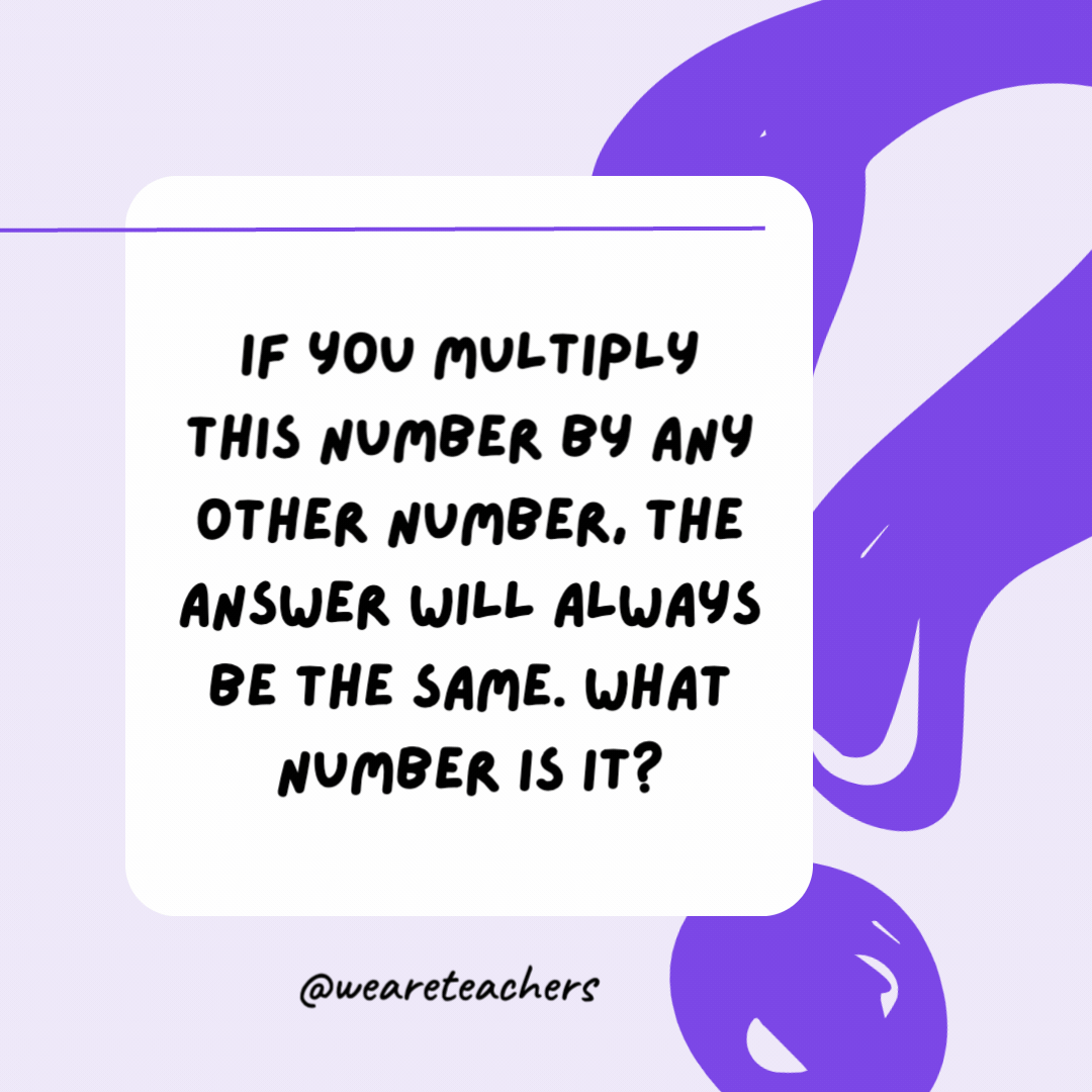 If you multiply this number by any other number, the answer will always be the same. What number is it?

Zero.