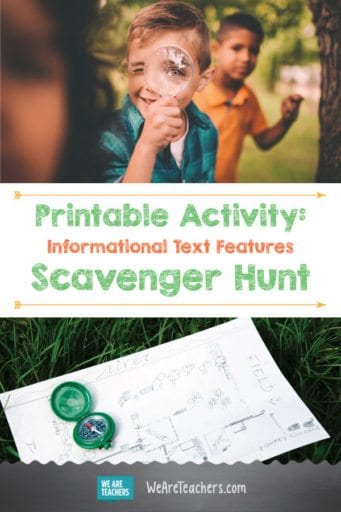 Text Features Worksheets: Free Printable Scavenger Hunt Activity