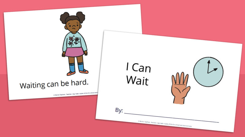 Printable social stories book for kids called I Can Wait.