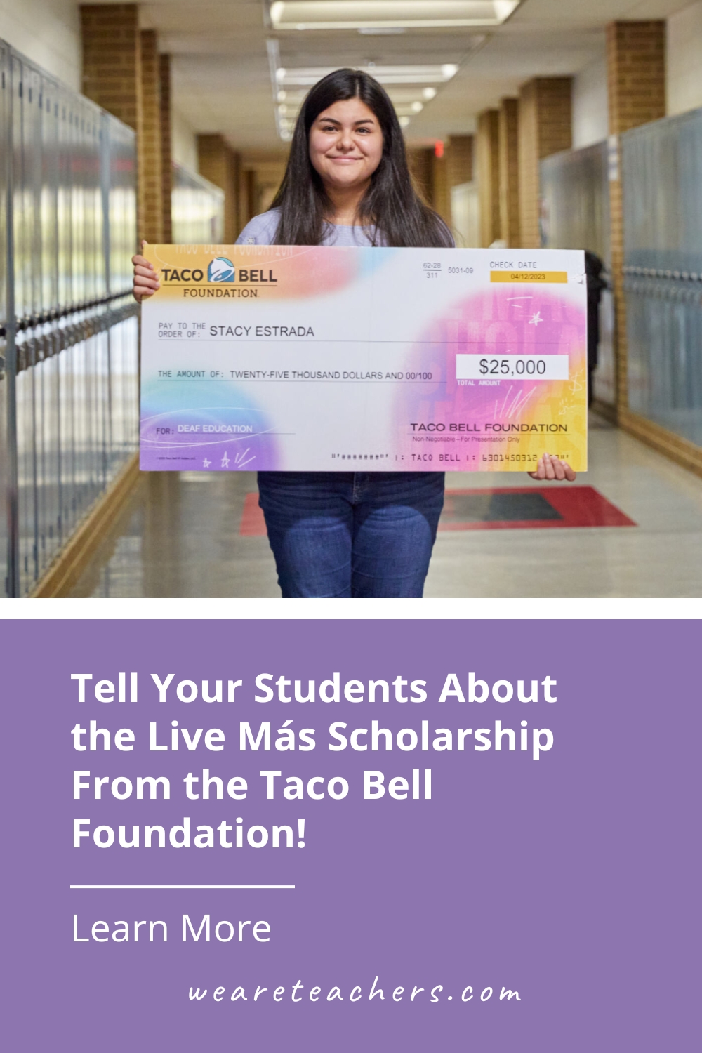 Your students could receive up to $25,000 with the Taco Bell Live Más Scholarship! Apply today with just a 2-minute video submission.