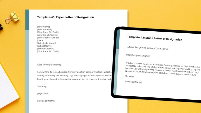 Teacher Resignation Letter 1