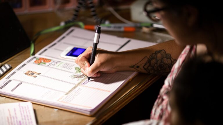 Woman planning for teaching multiple preps