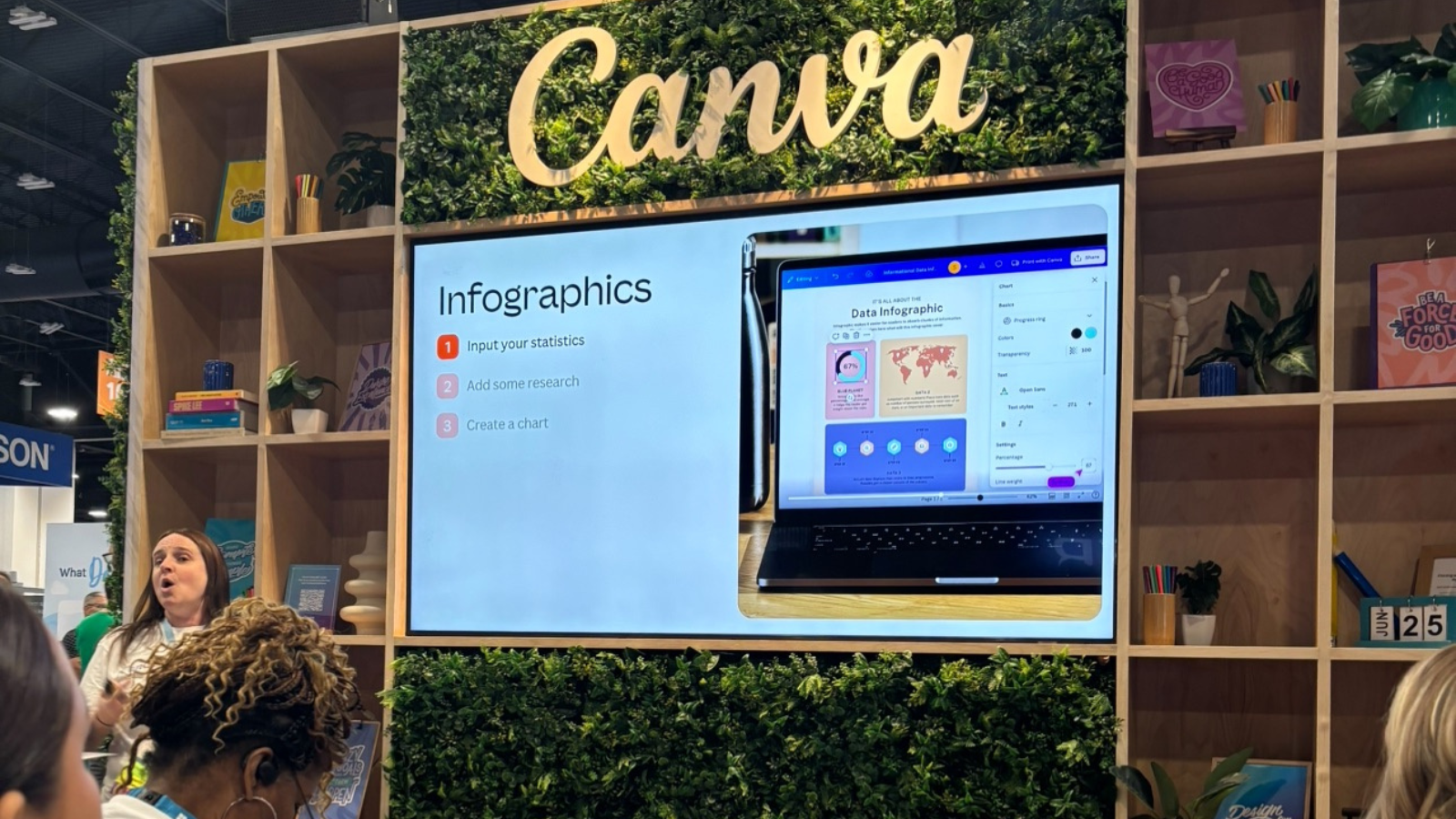 Photo of Canva booth at ISTE demonstrating new Canva tools for teachers